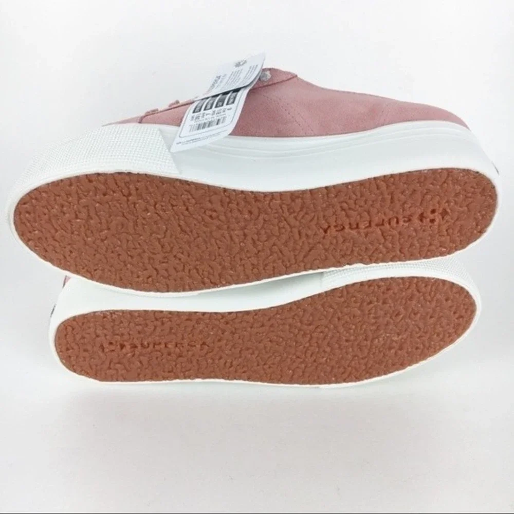 NEW Superga 2790 SUECOTLINW‎ Pink Peach Suede Leather Platform Sneakers Shoes 9